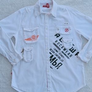 Rocawear Men's white corduroy shirt